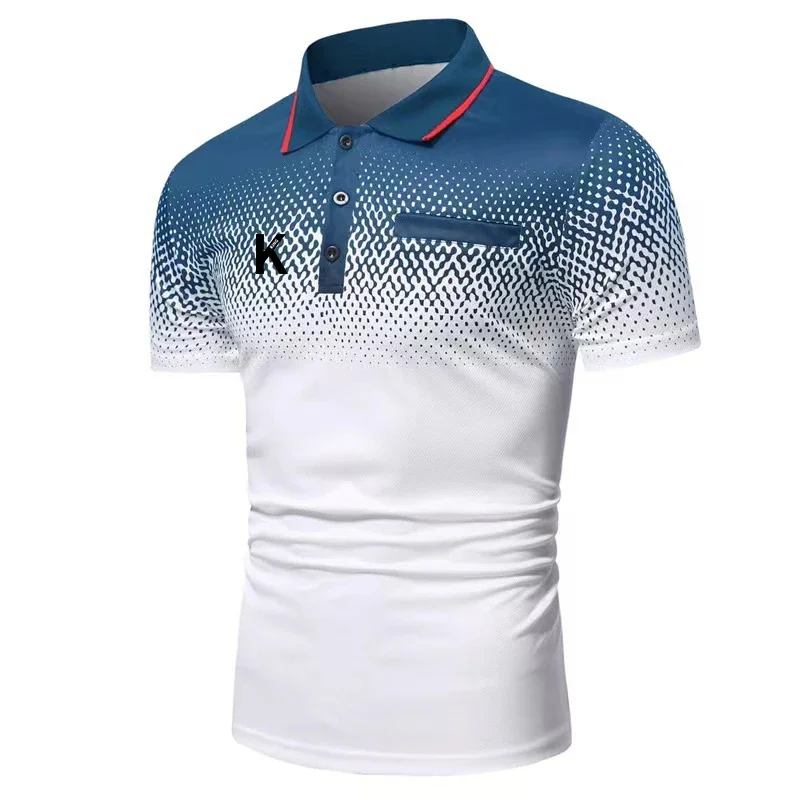 K King Print Men Polo Shirt Summer Polo Shirt  Men Slim Fit Sport Polo Shirt Short Sleeve Business Polo Shirt Fashion Tops