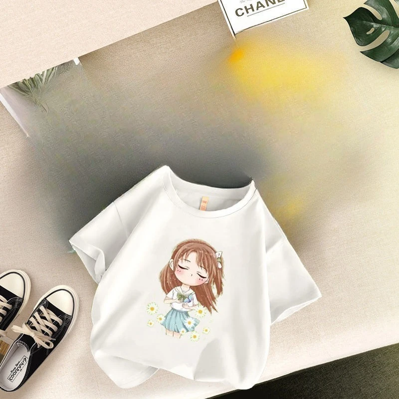 

Fashionable Short-Sleeved T-Shirts for Girls Summer Kids Clothes Middle And Young Girls' Casual Wear