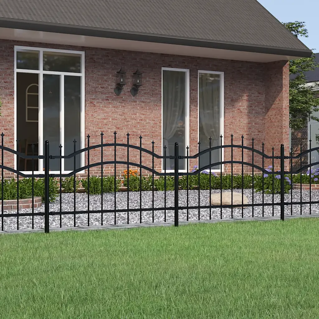 Gartenzaun mit Speerspitzen, Schwarz, 240x75 cm, Pulverbeschichteter Stahl, Langlebige & Sichere Umzäunung für Haus und Garten