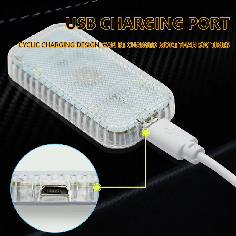Car Interior Lights Finger Touch Sensor Mini LED Reading Lamp Wireless Touch Light USB Charging Auto Roof Atmosphere Lamp