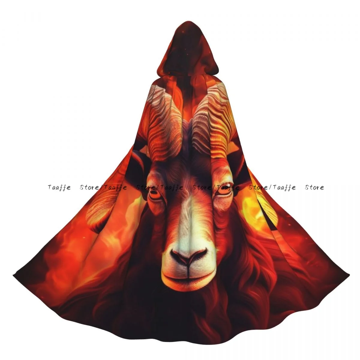 

Унисекс Хэллоуин плащ голова козла с рогами на огненной накидке с капюшоном средневековый костюм ведьмы Викка вампир