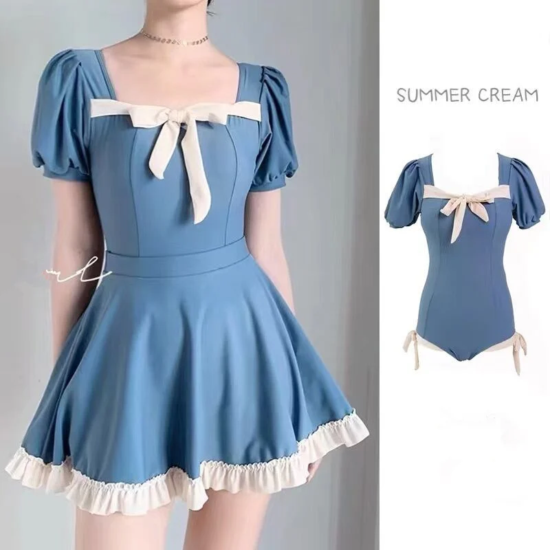 

Новый слитный купальник-монокини в корейском стиле для женщин: милый, облегающий, с защитой от солнца, для пляжа, летний, как платье-боди