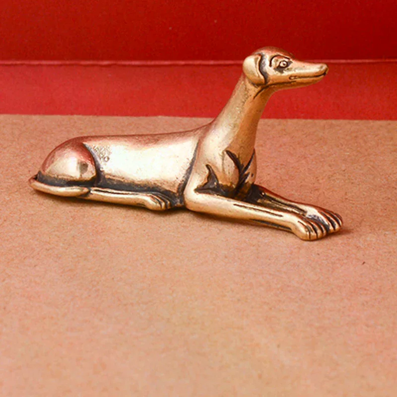 Solid Brass Loyal Dog Desk Ornaments Vintage Copper Animal Miniatures Figurines Decorations Gifts Home Decor Crafts Accessories