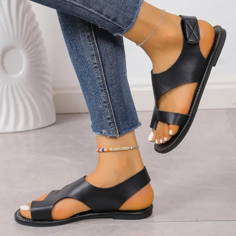 Ladies Shoes 2024 High Quality Summer Women\'s Sandals Solid Toe Set Chunky Heels Light Concise Large Size Beach Sandals Women