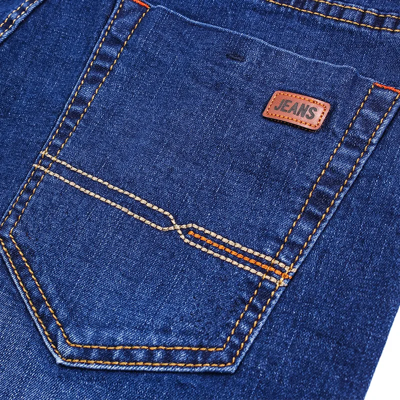 Business Men\'s Jeans Casual Straight Stretch Fashion Classic Blue Black Work Denim Trousers Male Brand Clothing