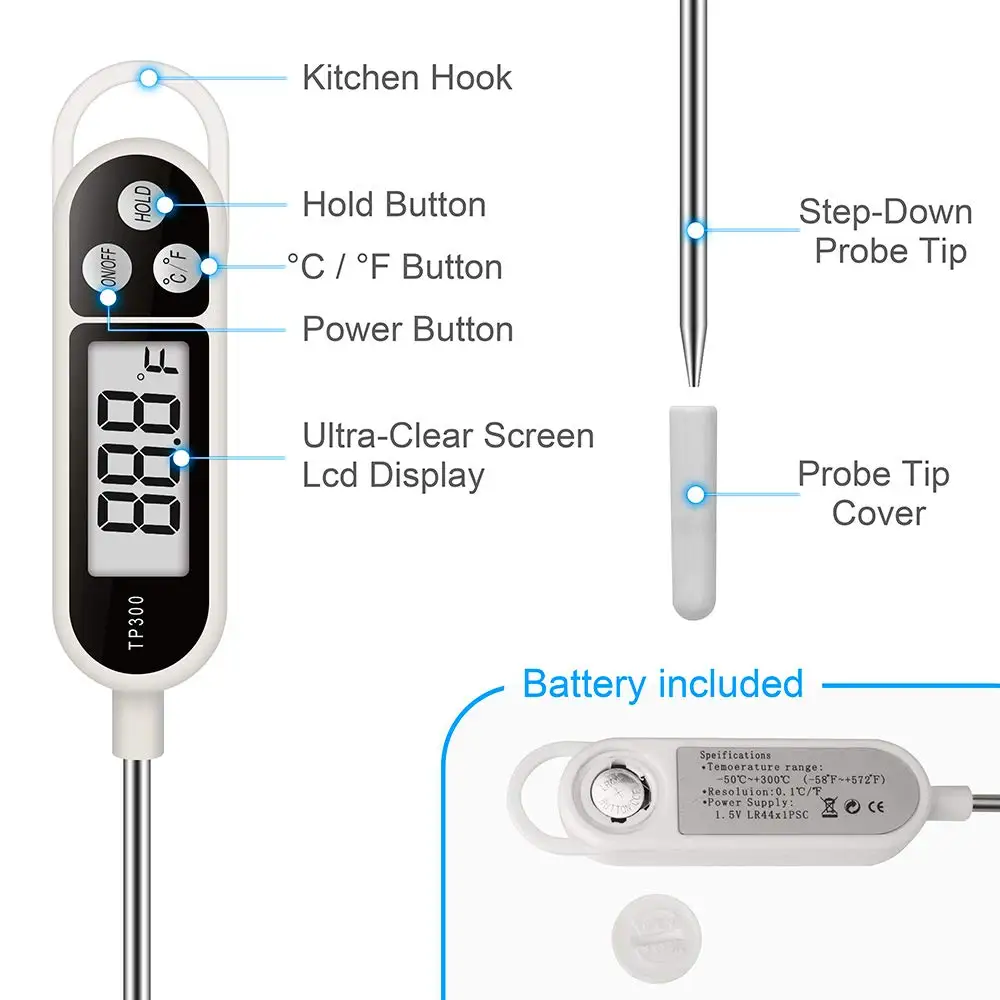 Food Thermometer TP300 Digital Kitchen Thermometer For Meat Cooking Food Probe BBQ Electronic Oven Kitchen Tools