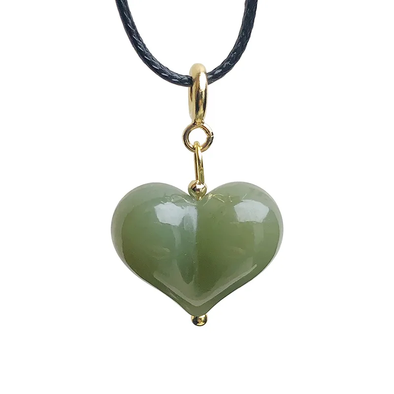 Natural Hetian Jade Peach Pendant Qinghai Jade Heart Pendant for Women, Jade Heart-Shaped Clavicle Chain Pendant 5