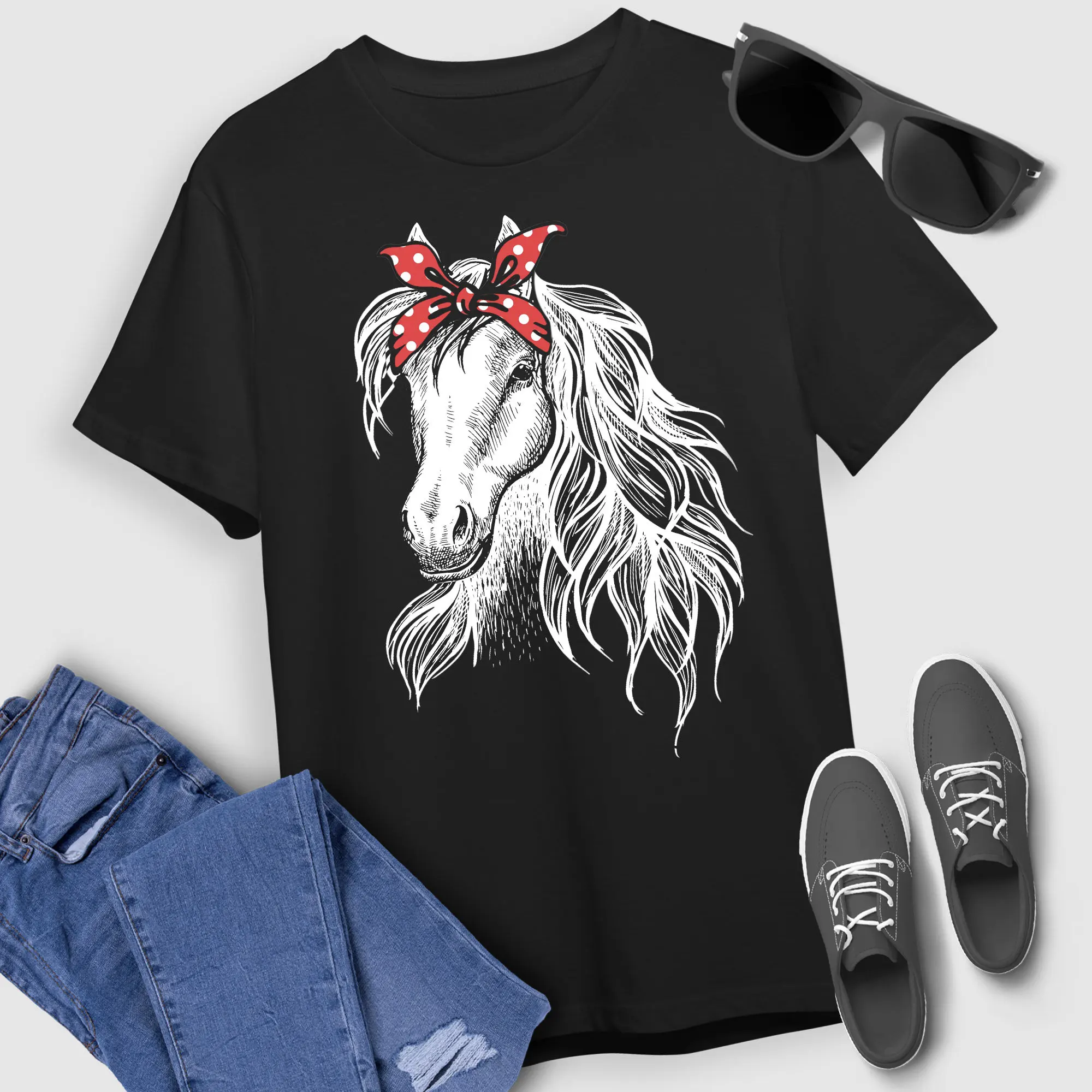 Girl Horse T Shirt Bandana For Horseback Riding Lover