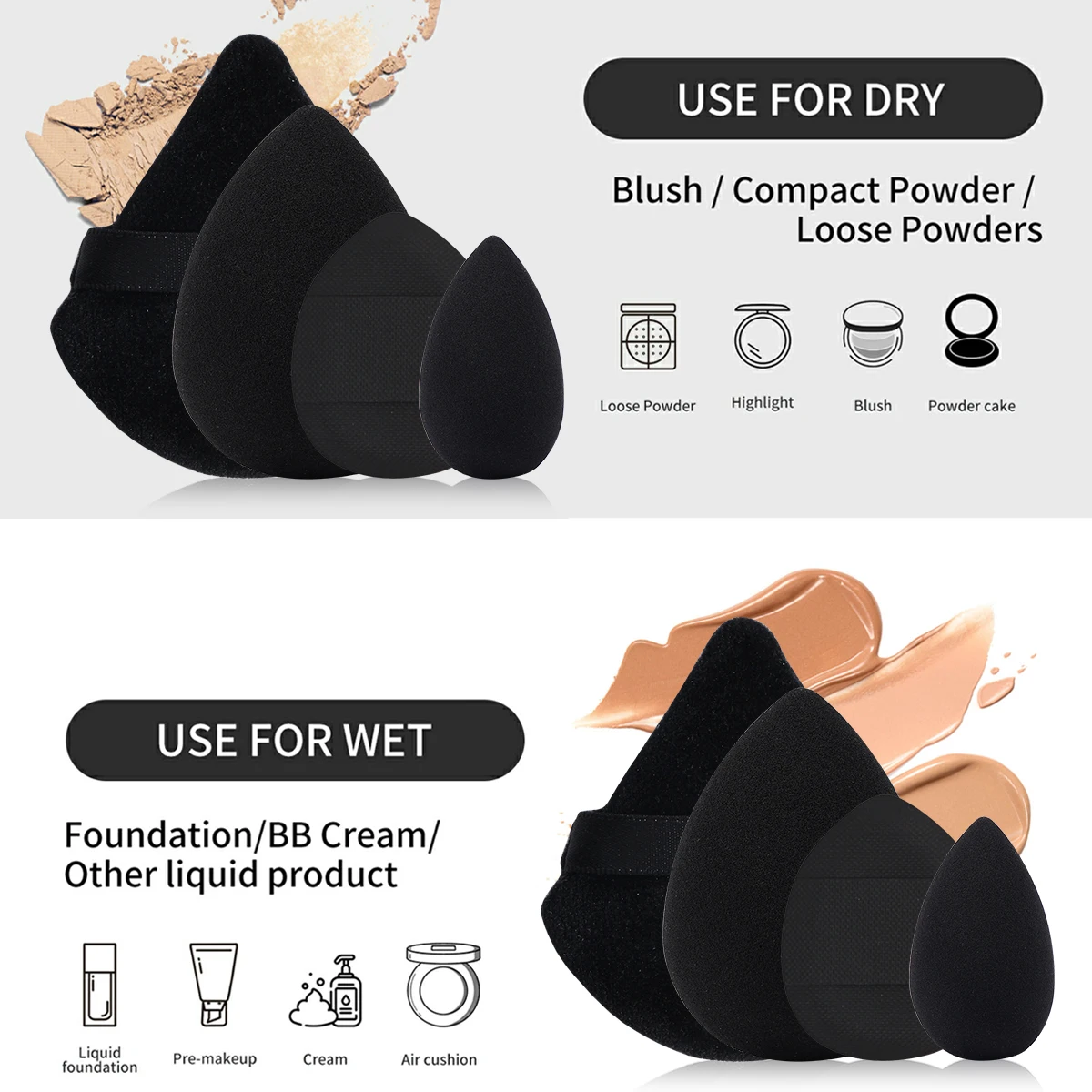 MAANGE 12 pz/set trucco Puff triangolo piumino da cipria Soft Beauty Egg Sponge Finger Puff per crema liquida strumenti per il trucco cosmetico