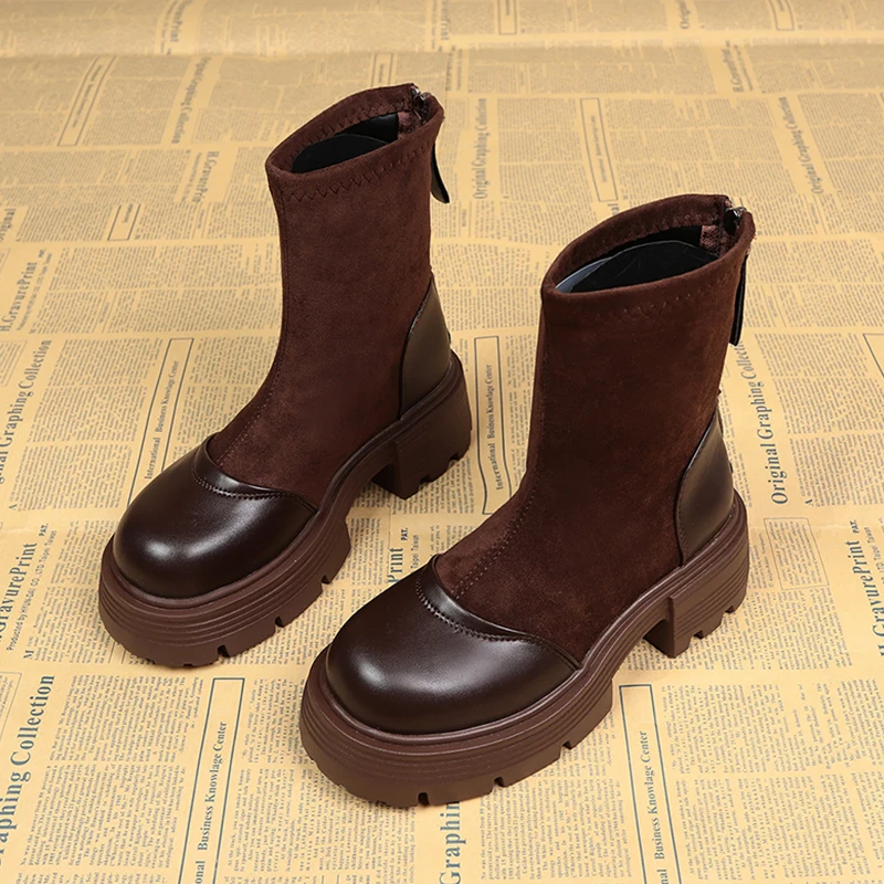 Flats Platform Women Boots Fashion Sport Shoes Winter Chelsea Boots 2025 Trend Walking Comfort Shoes Zip Short Boots Mujer Botas