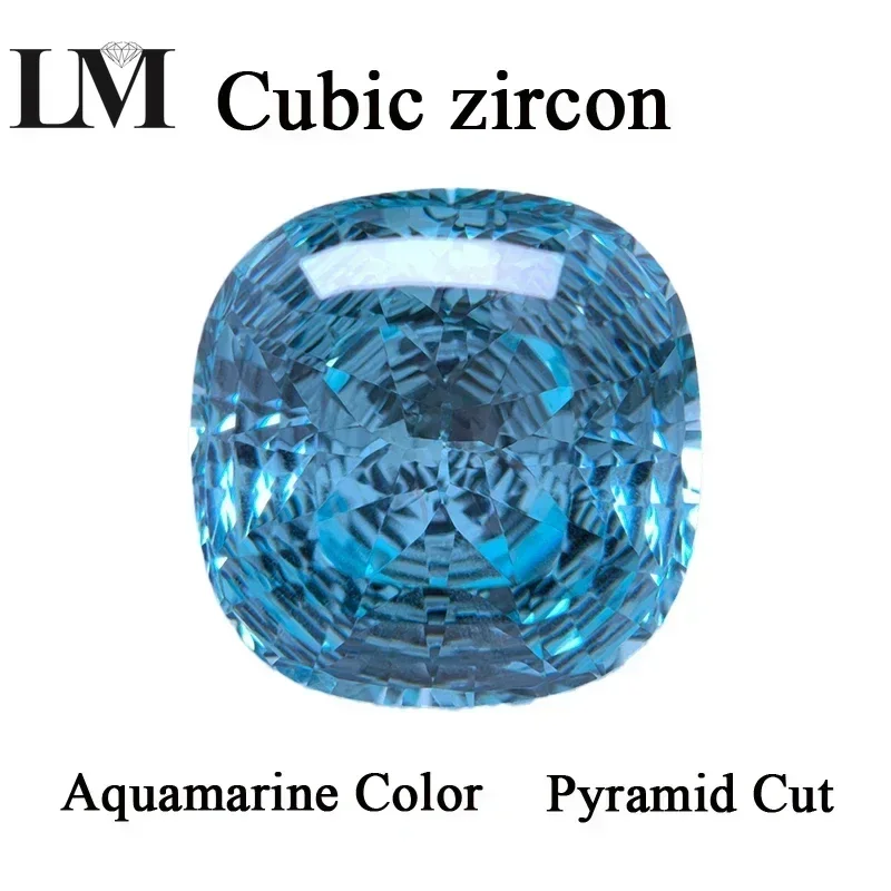 

Cubic Zircon Square Cushion Cut Aquamarine Color High Quality Gemstones for Czochralski method