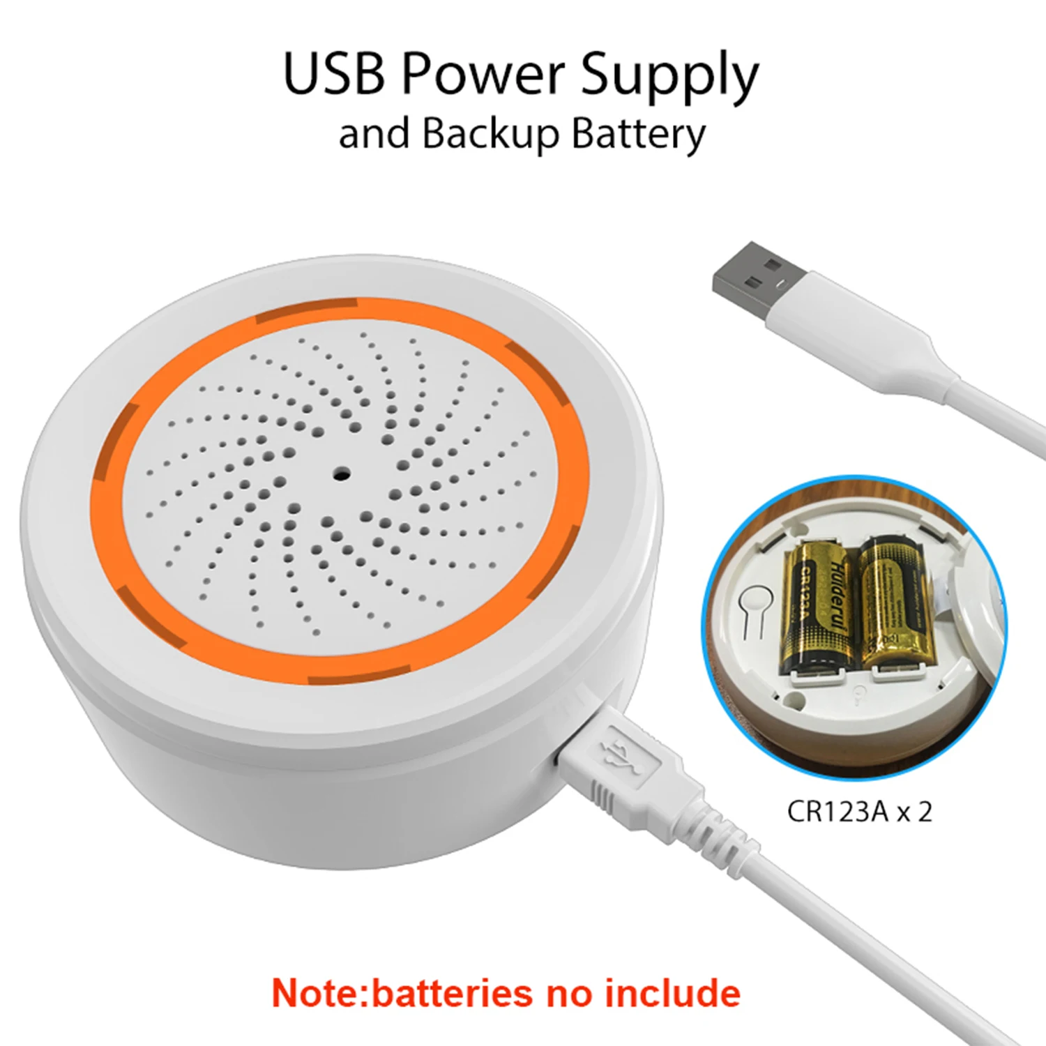 Coolcam Tuya Zigbee Smart Siren Alarm dla bezpieczeństwa w domu z alarmami stroboskopowymi Obsługa kabla USB Power UP Współpracuje z inteligentnym koncentratorem TUYA