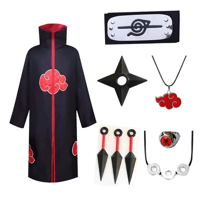 Anime Party Cosplay Costume Akatsuki Uchiha Tobi Kids Pain Deidara Fancy Halloween Suit Cool Outfit Zipper Coat