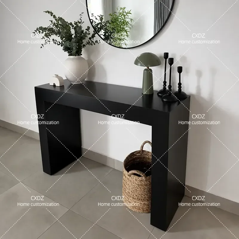 Modern Solid Wood Entryway Console Table Simple Wall Mounted Strip Storage Shelf for Foyer Hallway Decoration Narrow Space