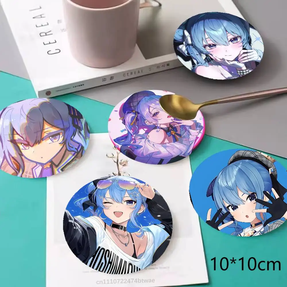 Suisei Hoshimachi H-Hololive Wooden Coaster Set, A Must-Have For Holiday Parties, Suitable For Bars, Offices , Size 10cm X 10cm