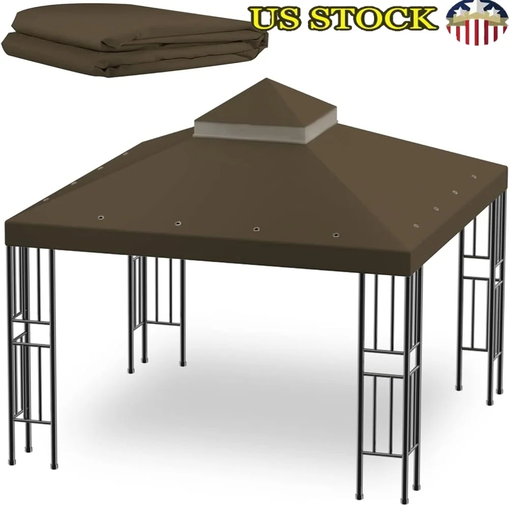 

10x10 футов, сменный навес для улицы, верхняя крышка, двухслойный УФ-блок, слив для воды, беседка, гриль, укрытие