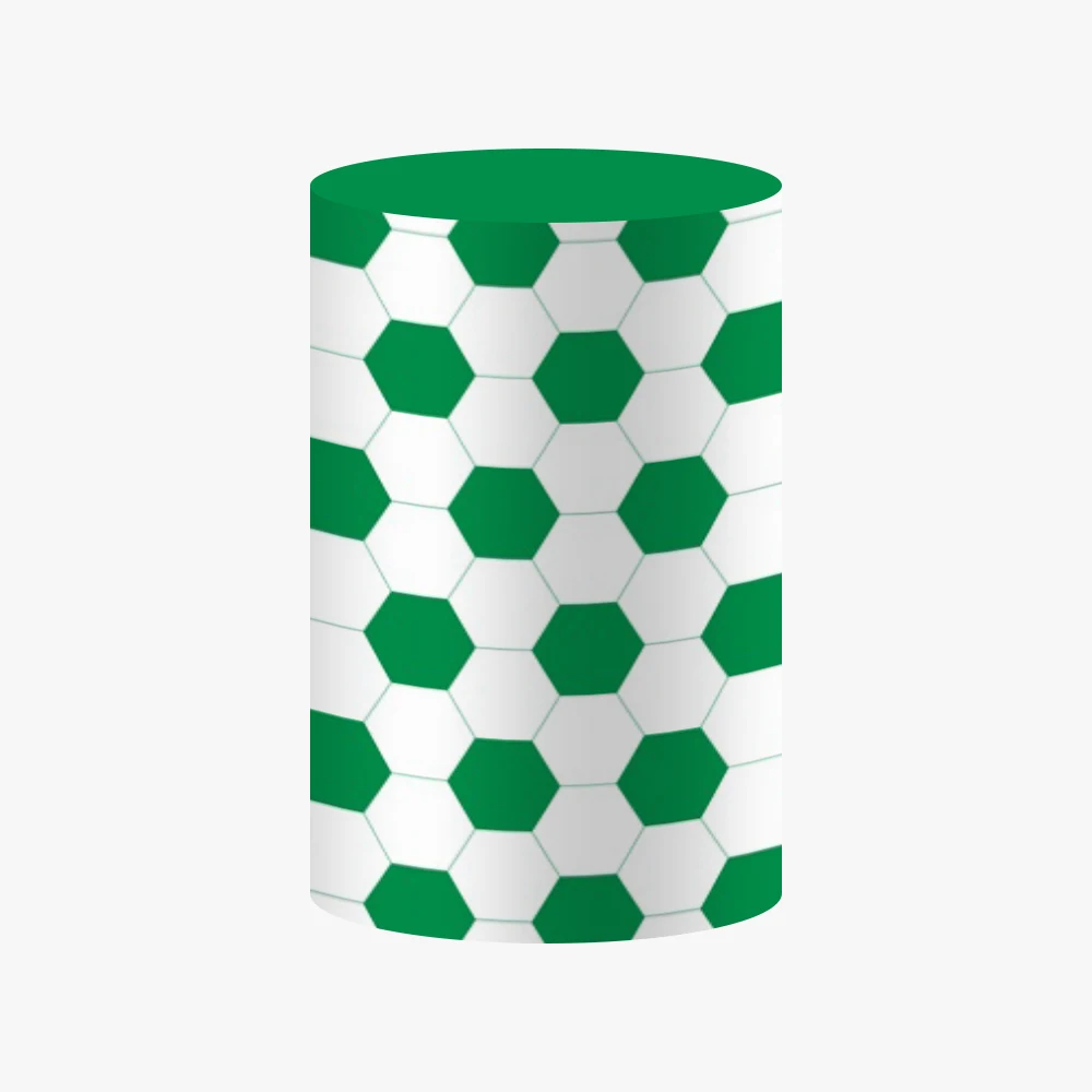 Green Soccer Field Football Cylinder Cover Backdrop Football Themed Boy Birthday Party Cake Table Elastic Background Decor Props