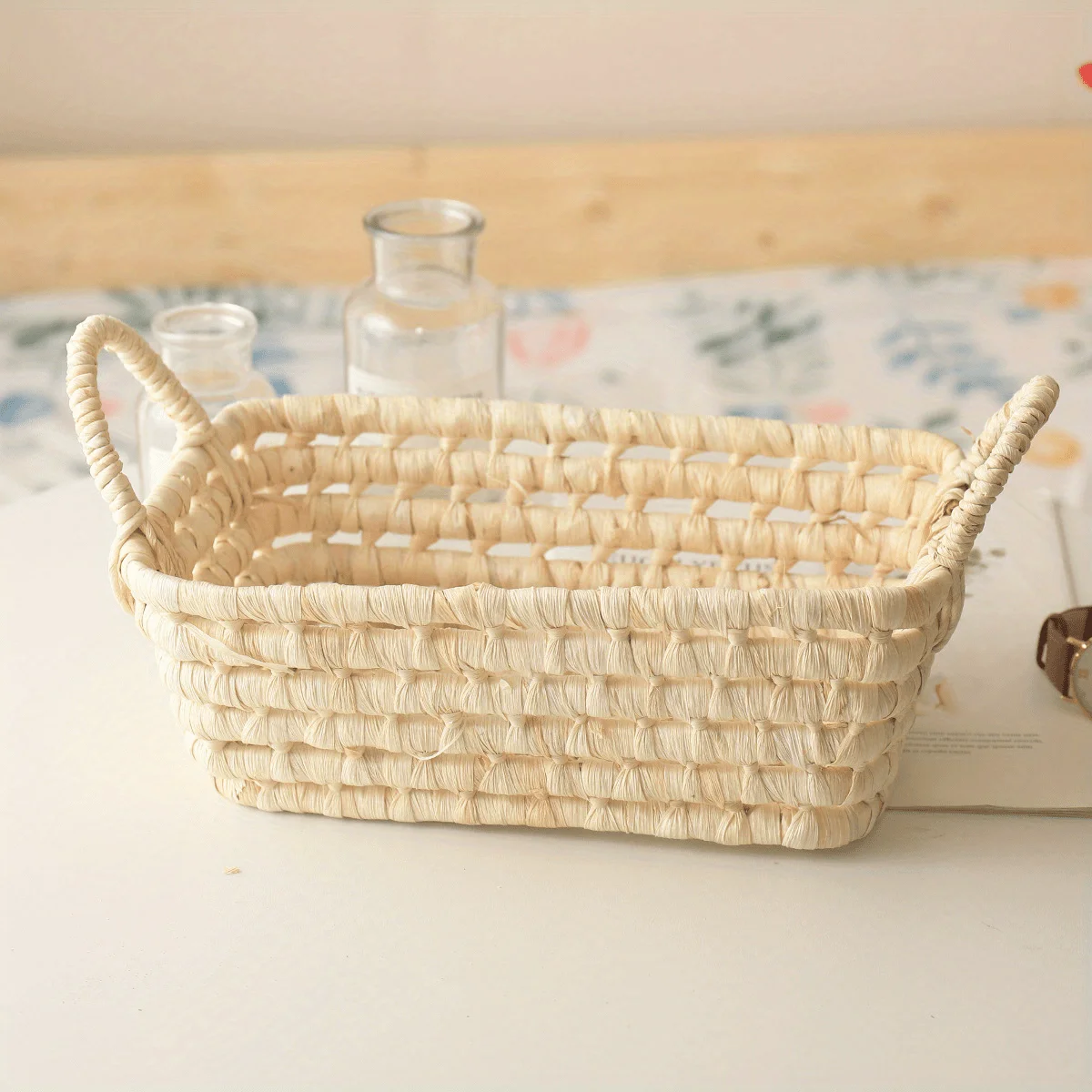 Japanese Style Cotton Weaving Storage Basket, Fabric Storage Basket, Desktop Miscellaneous Sorting Box, Cosmetics Storage
