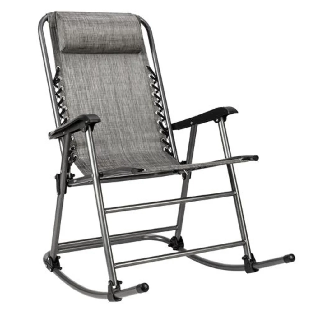 

Folding Leisure Rocking Chair Gray Highly Breathable&UV-Resistant Perfect for Living Room Backyard Beach or Sporting Events