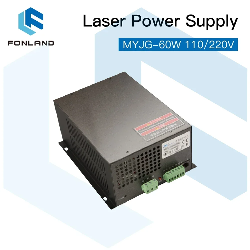 

FONLAND 60 Вт CO2-лазерный источник питания MYJG-60W 110 В/220 В для лазерной гравировки и резки трубок