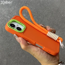 Fashion Candy Color Bracelet Wrist Strap Chain Phone Case For iPhone 17 15 11 12 13 14 16 Pro Max Plus XS XR Soft Silicone Cover