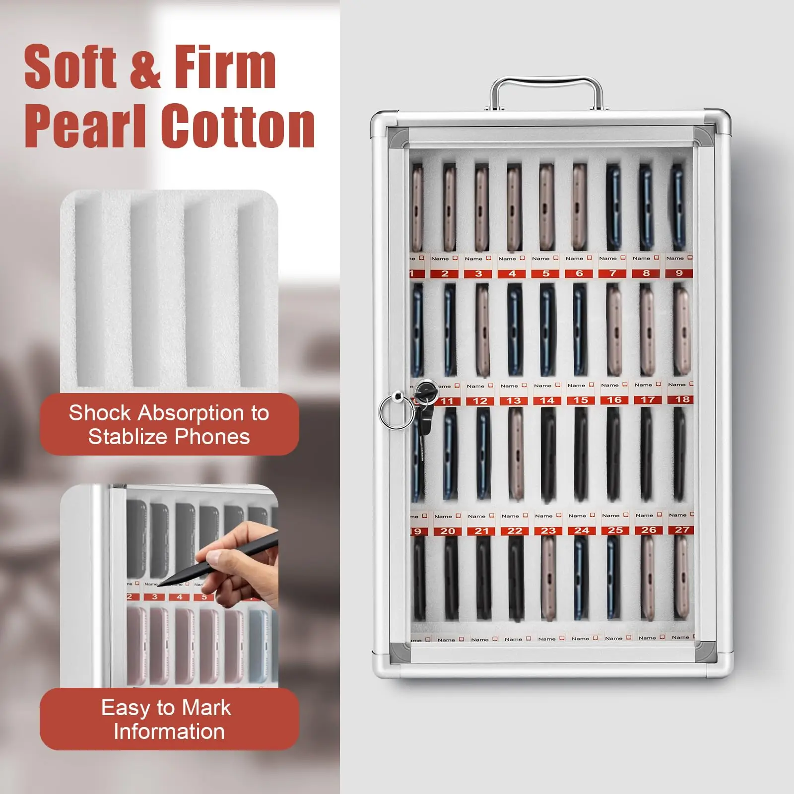 Замок для сотовых телефонов из алюминиевого сплава Шкаф для хранения сотового телефона с предохранительным замком Настенный шкафчик для мобильного телефона для классного сотового телефона S