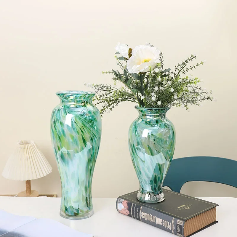 

Simple Retro Multi-colored Pearlescent Glass Vase Living Room Table Decoration Flowers-arranger Home Decor