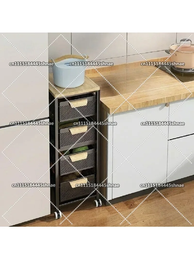Household Movable Narrow Kitchen Organizer Cart With Wheel Multi-layer Vegetable Auxiliary Cartss Drawer Type Kitchen Trolleys