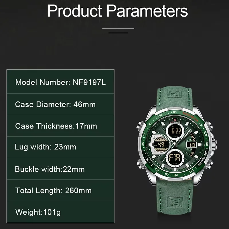 NAVIFORCE Fashion Military Watches for Men Luxury Original Digital Sport Chronograph Waterproof Quartz WristWatch Free Shiping - Image 4