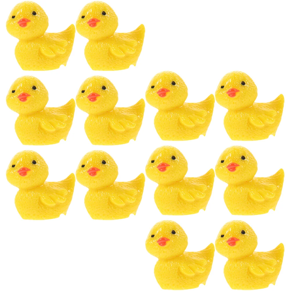 

12 Pcs Twisted Duck Moss Landscape Decor Mini Resin Ducks Figurines Miniature Animals Statue Little Toys