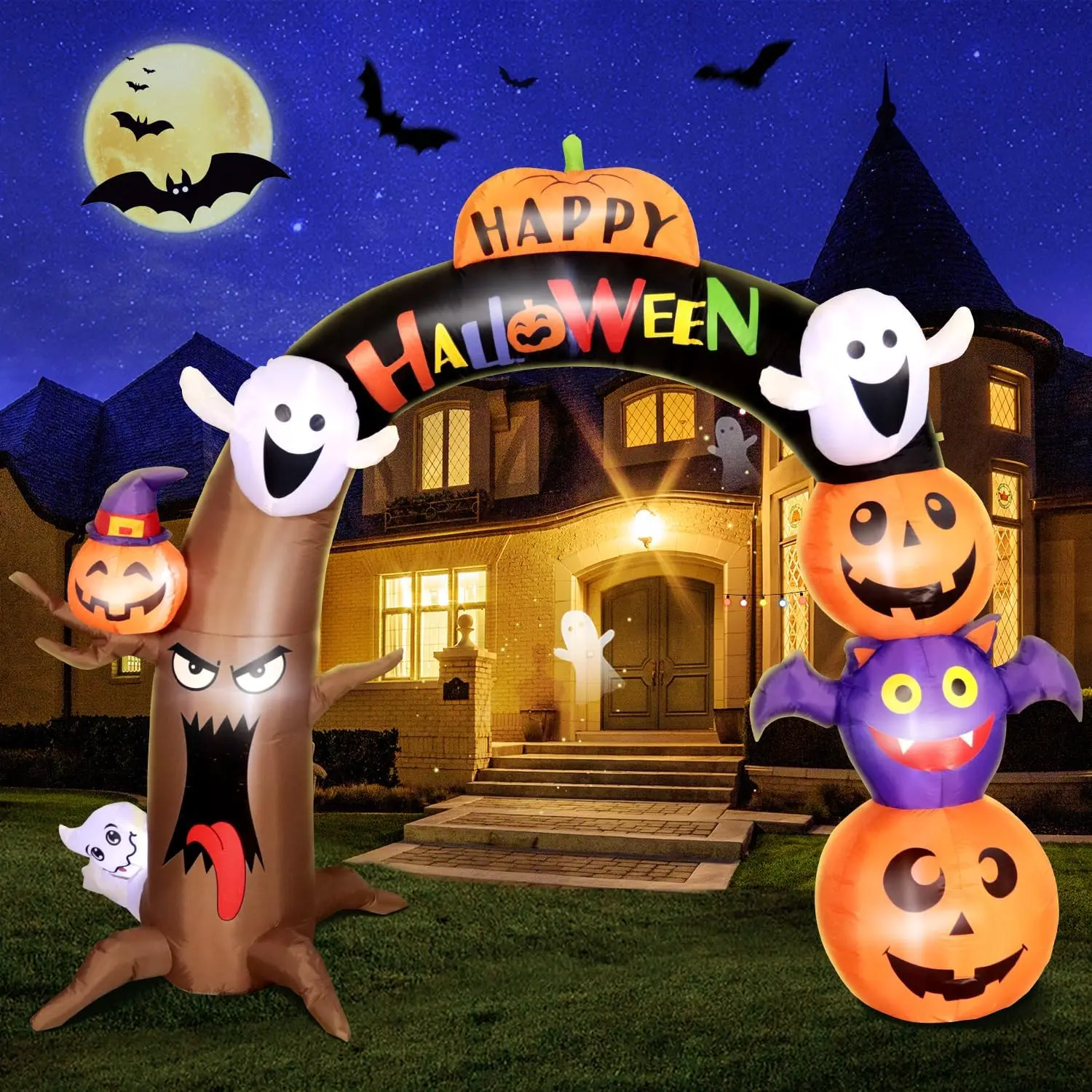 Giant Halloween Inflatable Dead Tree Arch Yard Decoration, 10 FT Long & 8 FT Tall, Built-in LED Lights, Holiday Blow-Up Outdoor Party Garden Lawn Decor