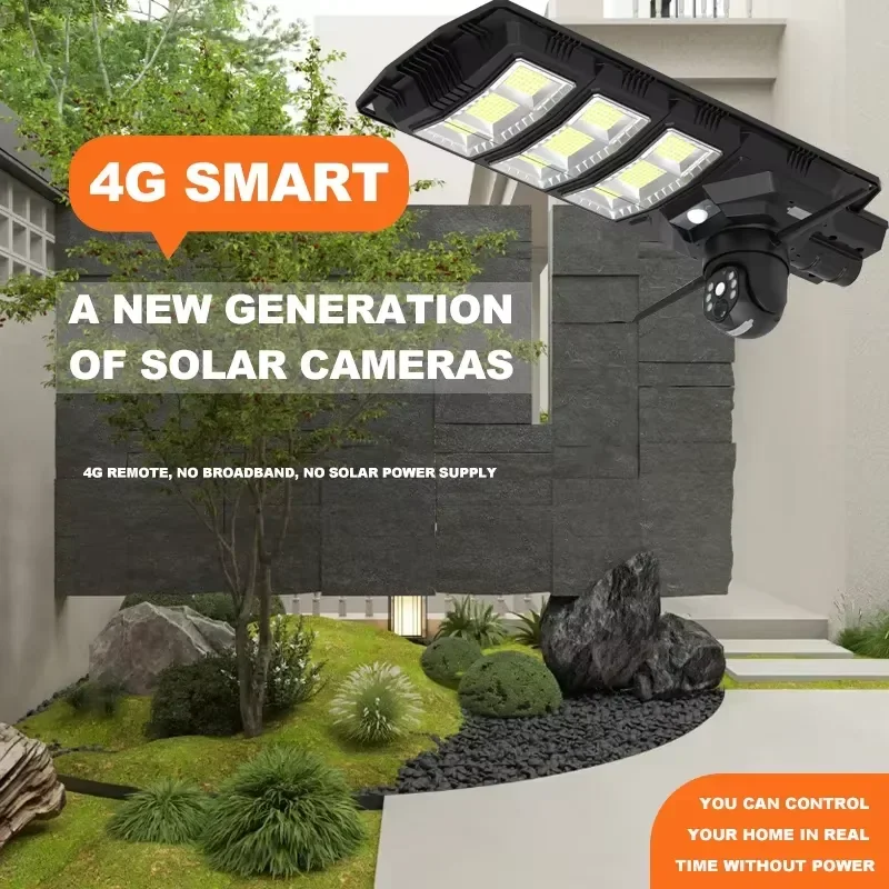 

Solar Powered Street Lights 4G Wifi Camera Voice Warn 4MP V380 Security Lamp with Infrared Camera for Yard Garage Garden