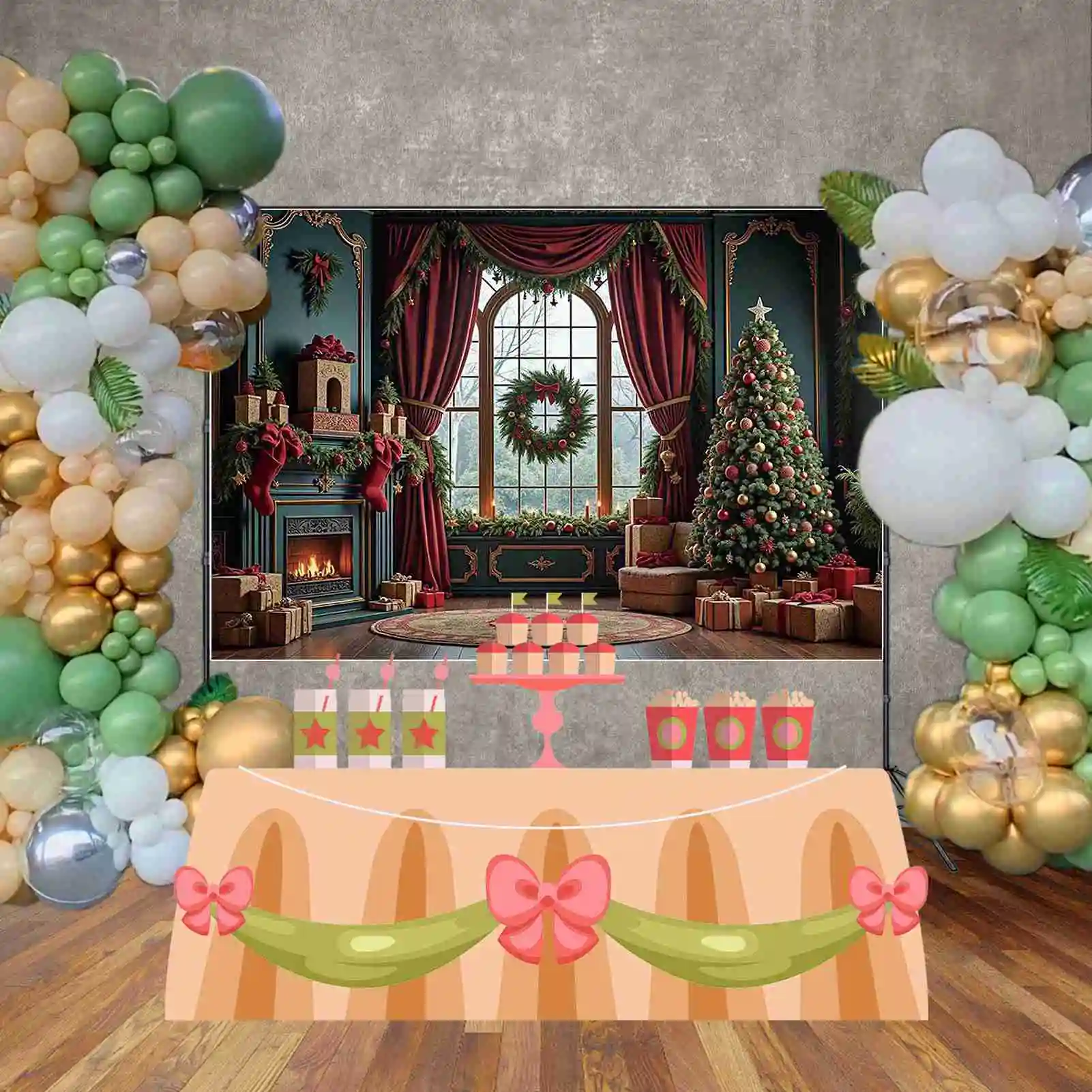 MOON.QG Fondo de decoración navideña fotografía alfombra luz árboles de Navidad sesión fotográfica telón de fondo niños estudio fotomatón Accesorios