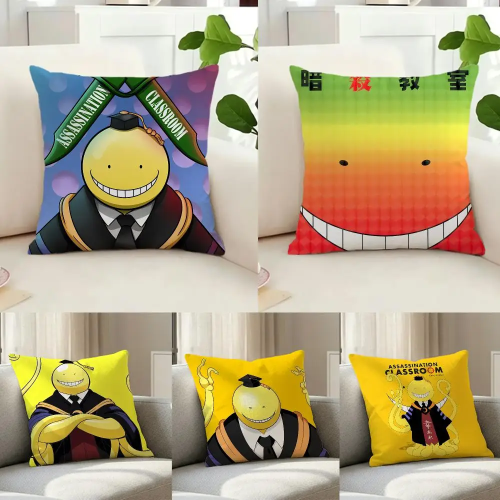 Thrilling Anime A-Assassination Classroom Cushion Cover Washable Faux Linen Cover Modern Lightweight for Living Room Sofa