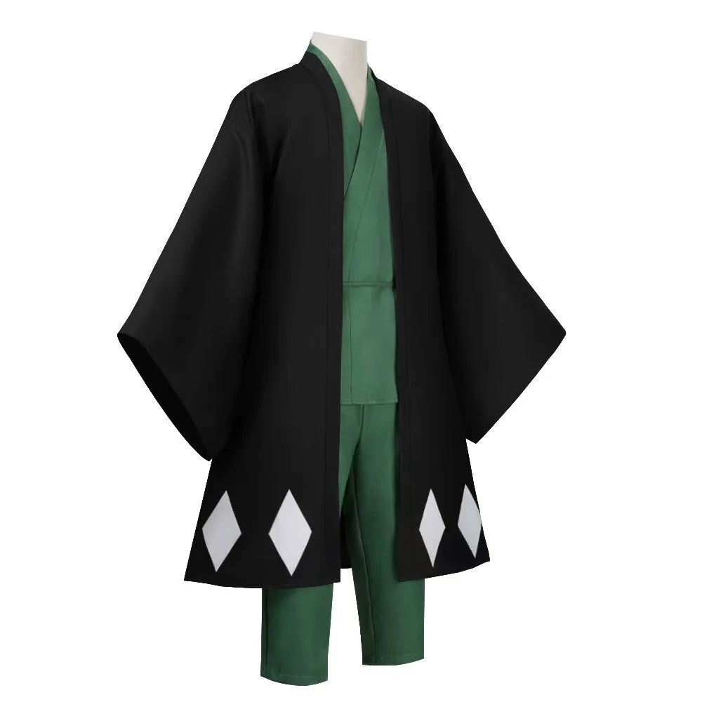 Cosplay Kimono Set Anime Performance Costume (Green & Black Version) for Halloween