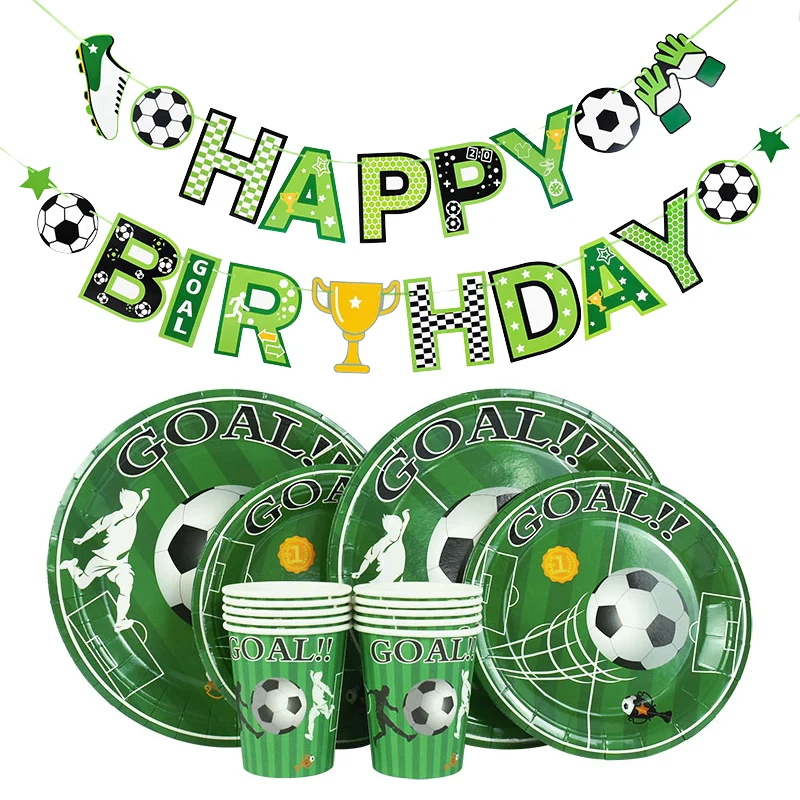 Football Happy Birthday Paper Banner Garlands School Sport Soccer Theme Kids Boy Birthday Party Bunting Flag Baby Shower Supplie