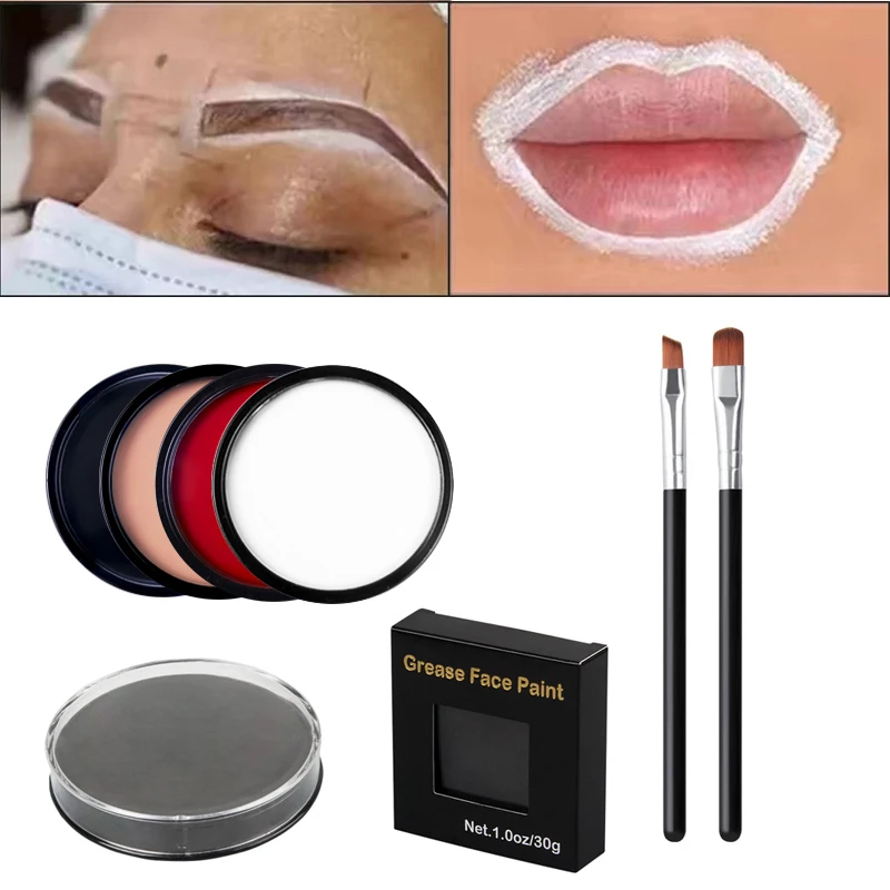 

White Mapping Paste Permanent Makeup Microblading Mapping Paste Eyebrow Shaping Brow Tattoo Tinting Tool Kit with Brush 30g