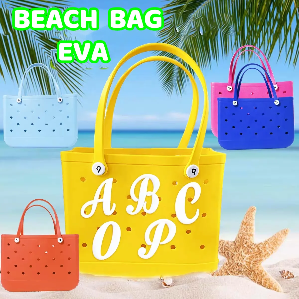 

XL Пляжные сумки из ЭВА, резиновые водонепроницаемые корзины для хранения, дорожные покупки, женская однотонная сумка через плечо, модная сумка