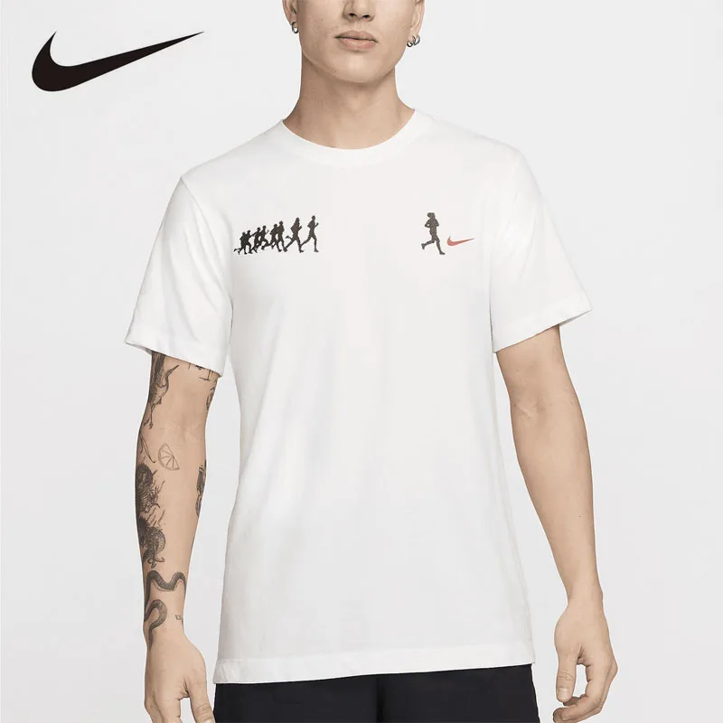 

Nike Men Printed T Shirt Breathable Comfortable Short Sleeve Dri-FIT Top for Running Gym Sports Daily Wear FV8393-121