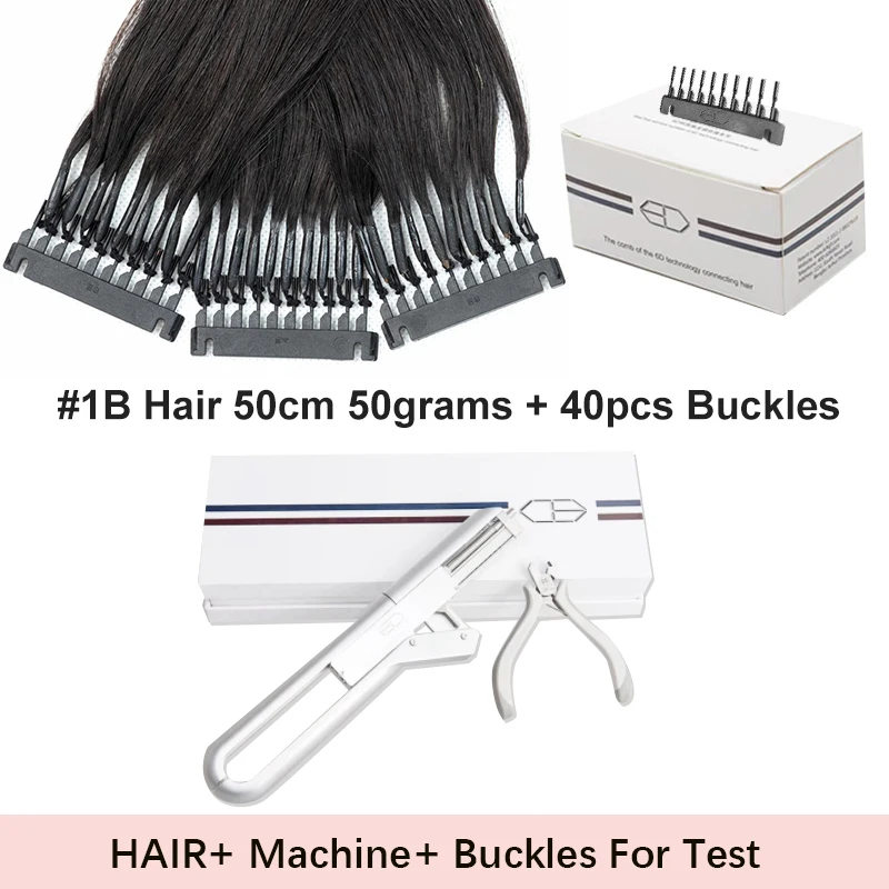 VADES 6D Hair Extension Machine Tool Kit  6D-1 Micro Loop Hair Extensions (Non-Remy, Natural Straight) with 6D Buckle Pliers