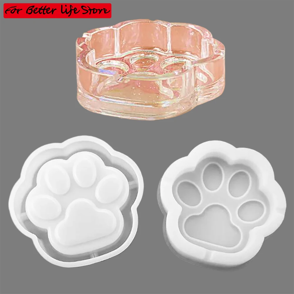 

2piece Cat Claw Storage Box Silicone Mold DIY with Lid Candle Jar Crafts Making Plaster Concrete Resin Ashtray Casting Molds