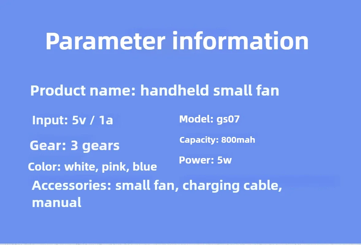 800mAh Small Electric Fan Desktop Usb Charging Mini Small Fan Handheld Silent Wind Portable 5W Third Gear Wind Home Outdoor