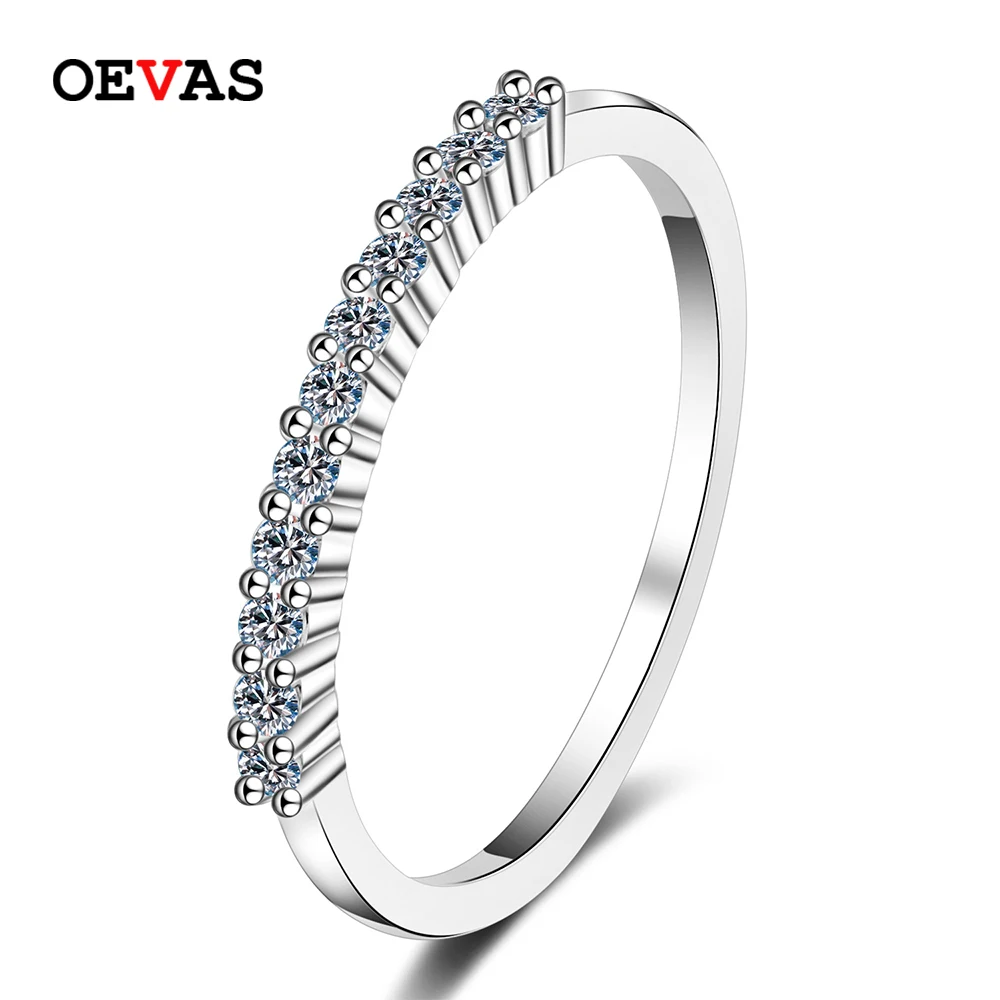 Oeves-Anillo de plata de ley 100% 925 para mujer, sortija de moissanita, Color D, Diamante Eternity con GRA Sparking, joyería fina para fiesta