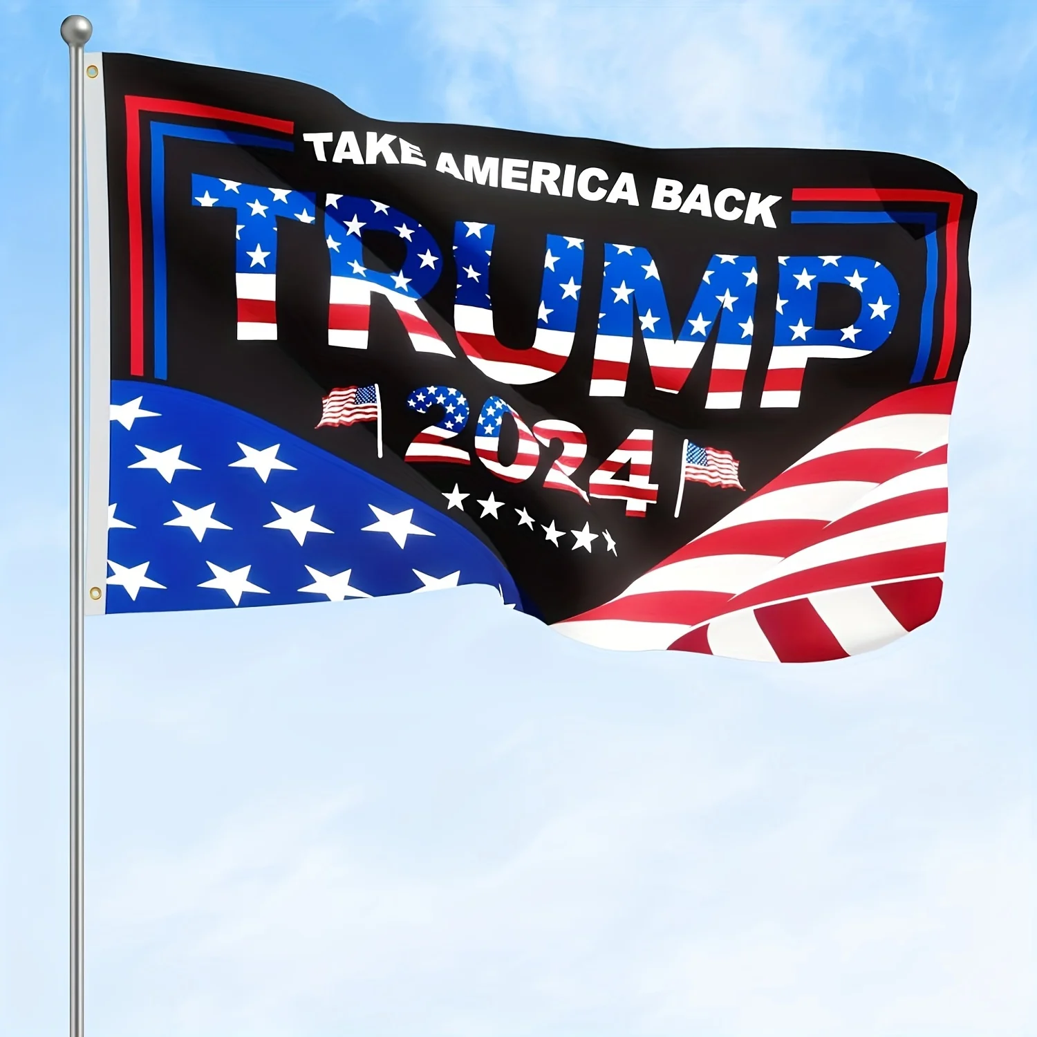 1pc TRUMP 2024 Bandiera 3x5 Ft Bandiera con 2 occhielli in ottone per la camera da letto dell'università Dormitorio Outdoor Indoor Party Decorazione del giardino di casa