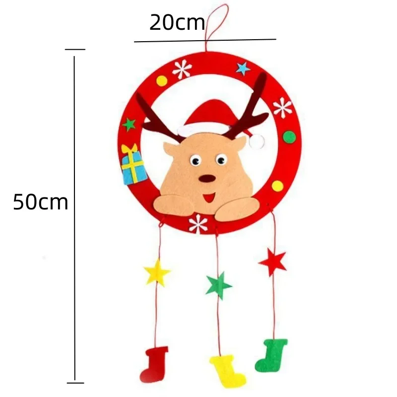 Children DIY Handmade Craft Kits Christmas Wreath Decoration Kids Creative Materials Kits Puzzle Craft Educational Toy Xmas Gift