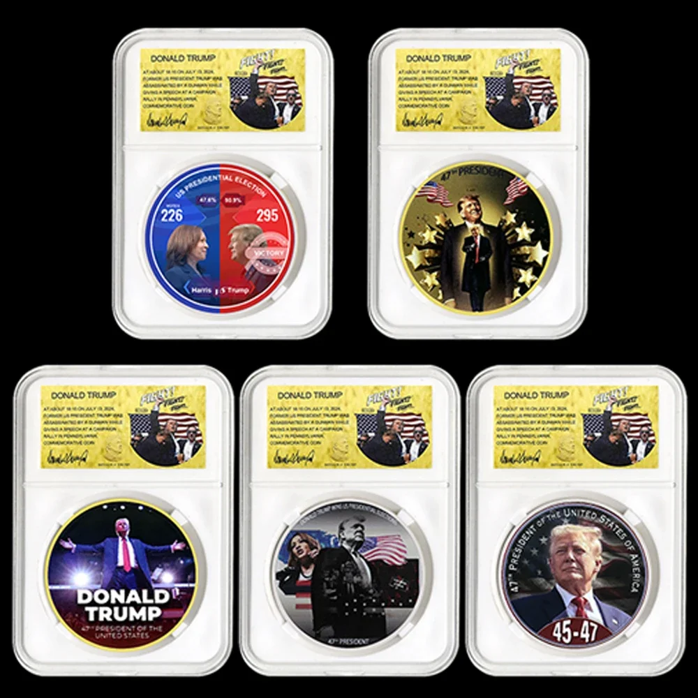 

Gold/Silver Plated Donald Trump Commemorative Coin 2025 45-47th US President Election Victory Collectibles Art Souvenir Fan Gift