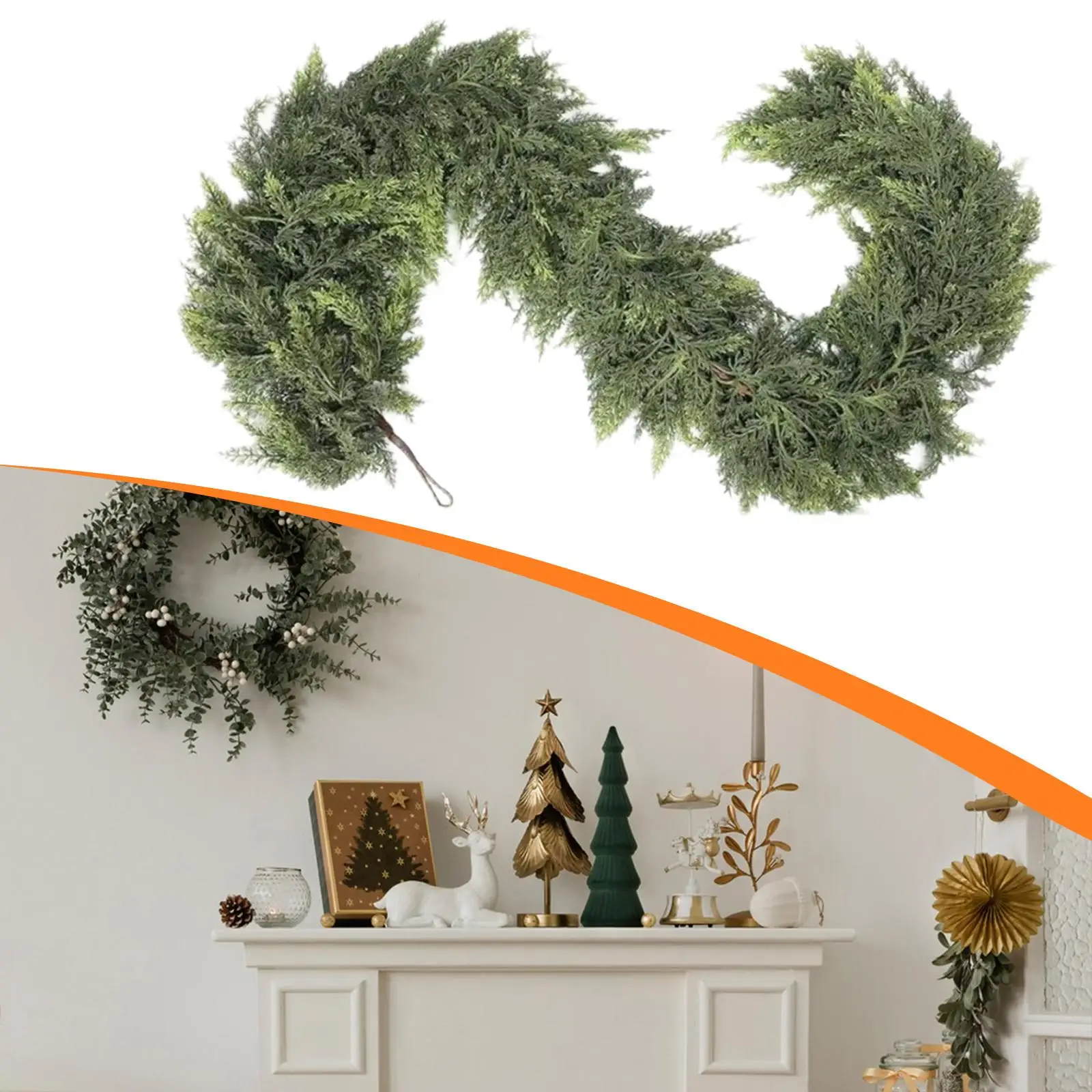 Guirlanda de natal decoração de natal ornamento verde planta artificial para lareira jardim mesa corredor peça central festa casa