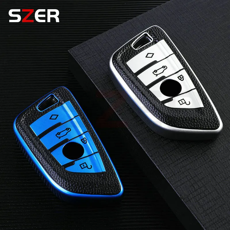 Leder TPU Auto Remote Key Case Cover Shell Fob für BMW x1 x3 x4 x5 x6 f15 f16 g30 3 5 7 Serie G11 F48 Zubehör Schlüssel bund