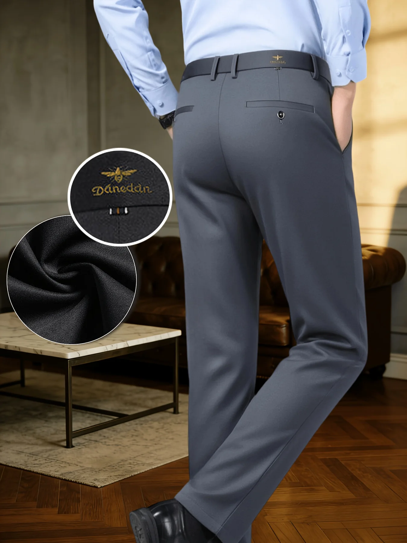 

Мужские деловые повседневные брюки стрейч прямого кроя, черные, легкие, дышащие, для офиса, на все сезоны