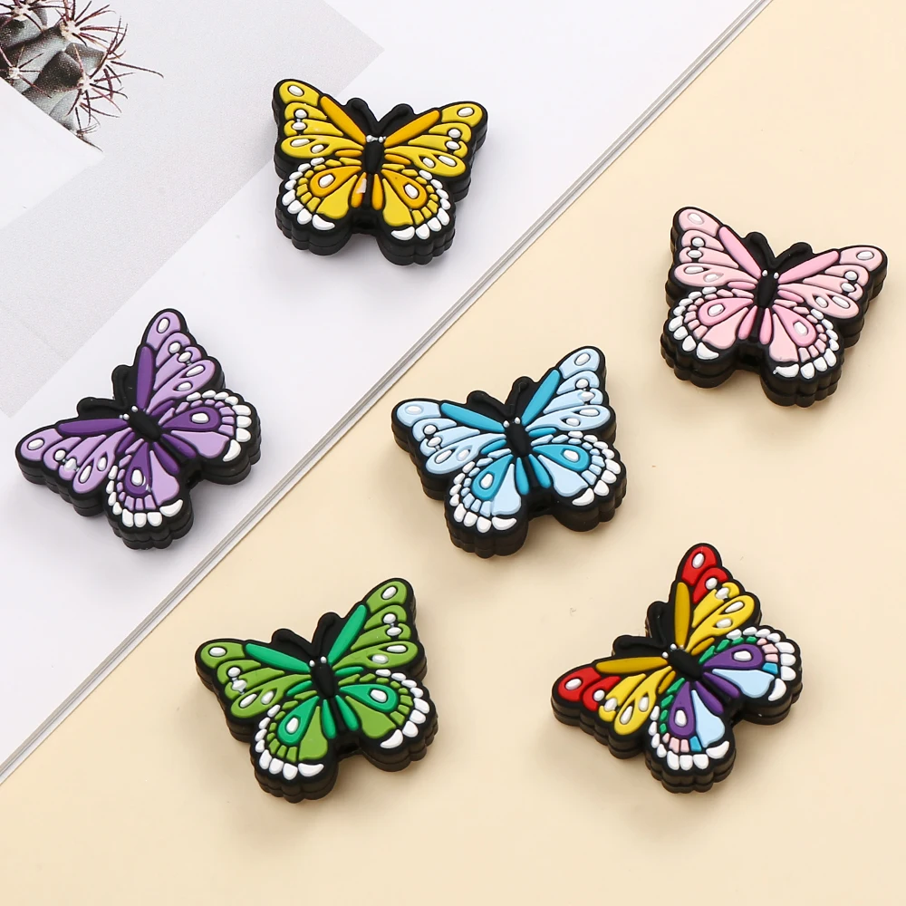 

10/12Pcs Silicone Teether Beads BPA Free Mini Butterfly Animal Beads DIY Baby Teething Pacifier Chain Toys Gift Baby Goods